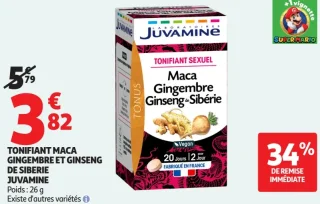 TONIFIANT MACA GINGEMBRE ET GINSENG DE SIBERIE JUVAMINE