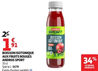 Boisson Isotonique aux fruits rouges Andros Sport