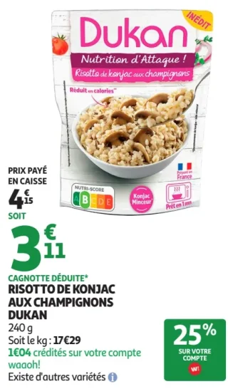 Risotto de konjac aux champignons Dukan