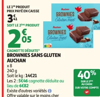 Brownies sans gluten Auchan