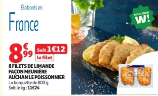 8 Filets de limande façon meunière