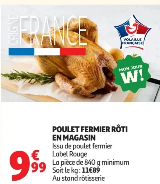 POULET FERMIER RÔTI EN MAGASIN