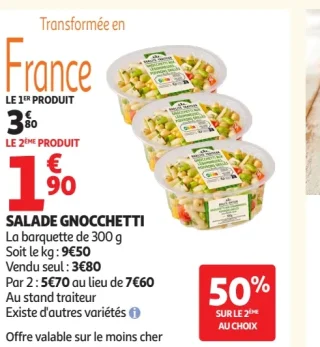 SALADE GNOCCHETTI AUCHAN LE TRAITEUR