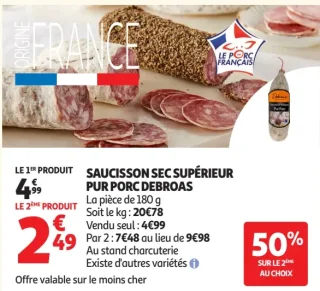 SAUCISSON SEC SUPÉRIEUR PUR PORC DEBROAS