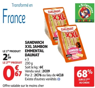 Sandwich XXL Jambon Emmental Daunat