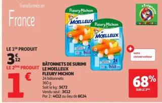 Bâtonnets de surimi Le Moelleux Fleury Michon