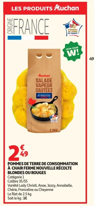 Pommes de terre de consommation a chair ferme nouvelle recolte blondes  ou rouges