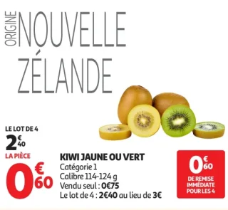 Kiwi jaune ou vert
