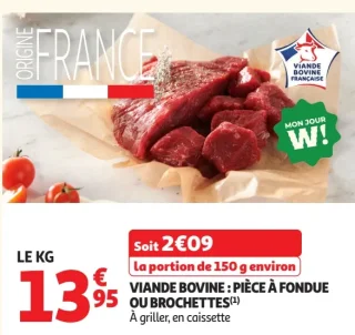 Viande bovine : pièce à fondue ou brochettes