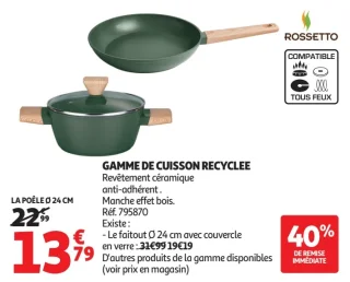 La poêle Ø 24 cm Gamme de cuisson recyclée Rossetto