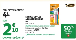 LOT DE 3 STYLOS 4 COULEURS SHINE BIC