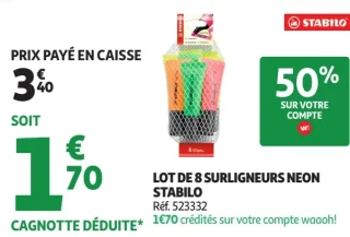 LOT DE 8 SURLIGNEURS NEON STABILO