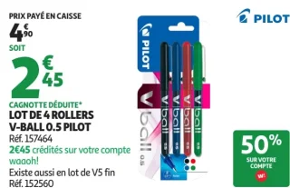 LOT DE 4 ROLLERS V-BALL 0.5 PILOT