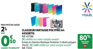 CLASSEUR FANTAISIE POLYPRO A4 ASSORTIS VIQUEL