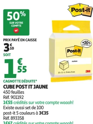 Cube Post-It jaune