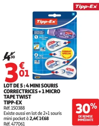 Lot de 5 : 4 Mini souris correctrices + 1 Micro tape twist Tipp-Ex