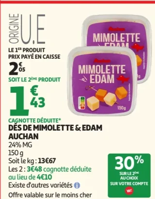 Dés de mimolette & edam Auchan
