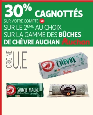 Gamme des bûches de chèvre Auchan