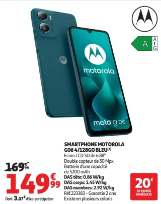 Smartphone Motorola G06 4/128GO Bleu