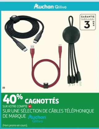 Sélection de câbles téléphonique de marque Auchan Qilive