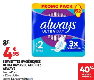 Serviettes hygiéniques Always Ultra Day avec ailettes