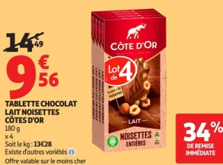 Tablette chocolat Lait Noisettes Côte d'Or