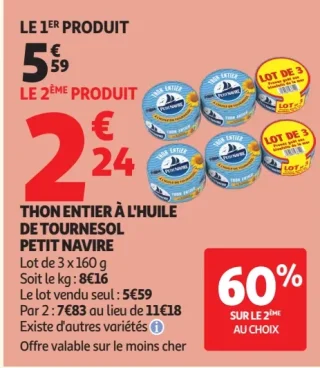 Thon Entier à l'Huile de Tournesol Petit Navire