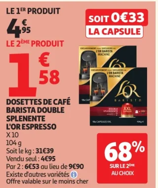 Dosettes de Café Barista Double Splendente L'Or Espresso