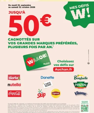 Mes Défis W! Jusqu'à 50€ cagnottés sur vos grandes marques préférées