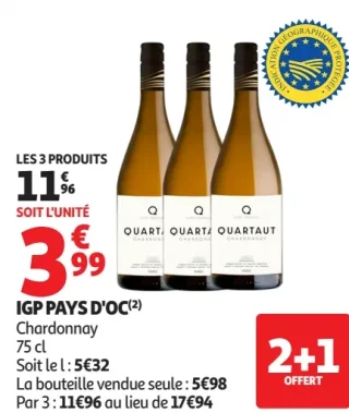 IGP PAYS D'OC Chardonnay Quartaut 75 cl
