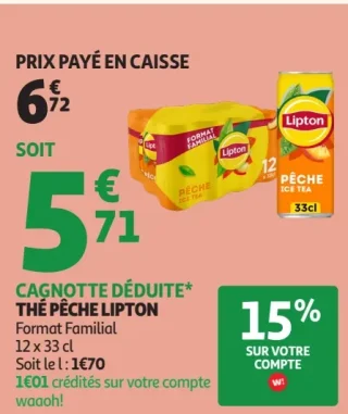 Thé Pêche Lipton Format Familial