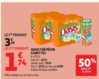 Oasis Thé Pêche Canettes