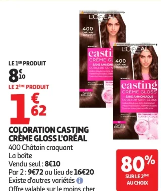 Coloration Casting Crème Gloss L'Oréal 400 Châtain craquant