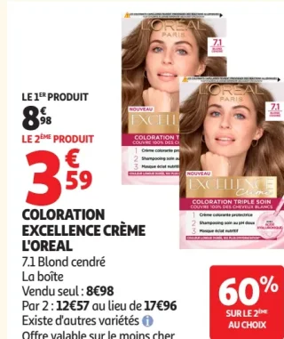 Coloration Excellence Crème L'Oréal 7.1 Blond cendré