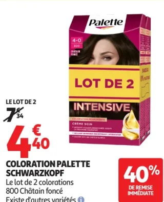 Coloration Palette Schwarzkopf Le lot de 2 colorations 800 Châtain foncé