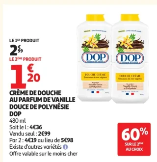 Crème de douche DOP au parfum de vanille douce de Polynésie
