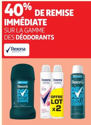 Gamme des déodorants Rexona