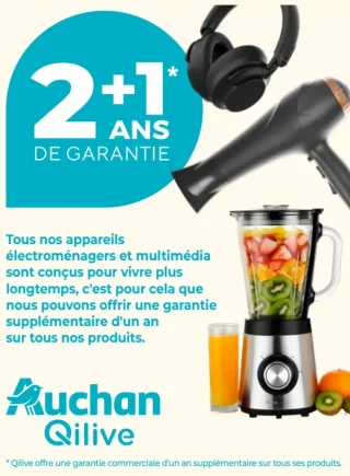 Extension de garantie 2+1 ans sur les appareils électroménagers et multimédia Qilive