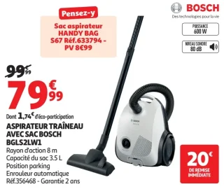 Aspirateur traîneau avec sac Bosch BGLS2LW1