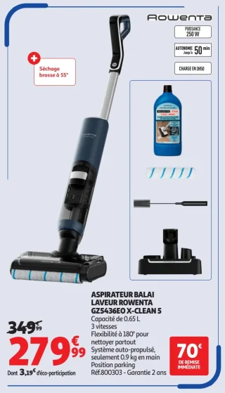 Aspirateur balai laveur Rowenta GZ5436EO X-CLEAN 5