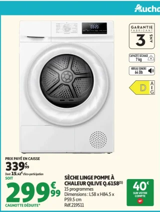 SÈCHE LINGE POMPE À CHALEUR QILIVE Q.6158