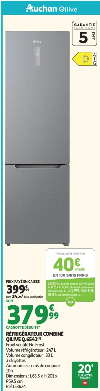Réfrigérateur combiné QILIVE Q.6541