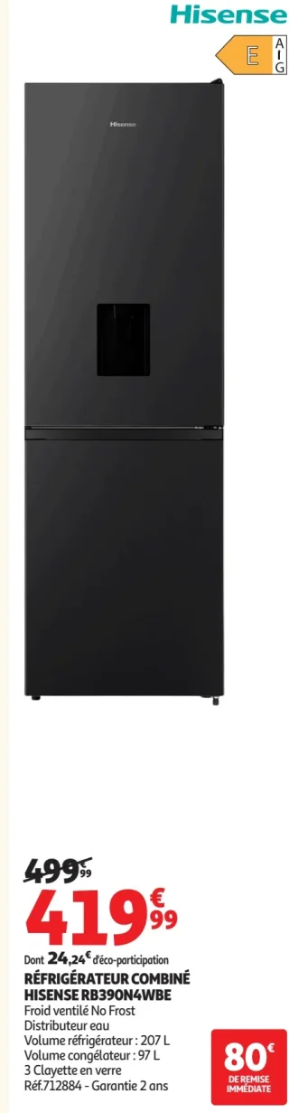 Réfrigérateur combiné HISENSE RB390N4WBE