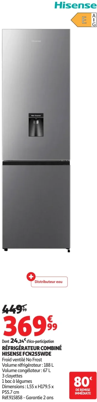 Réfrigérateur combiné HISENSE FCN255WDE