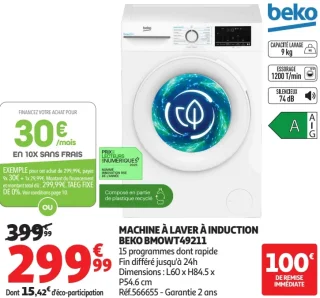 Machine à laver à induction Beko BMOWT49211