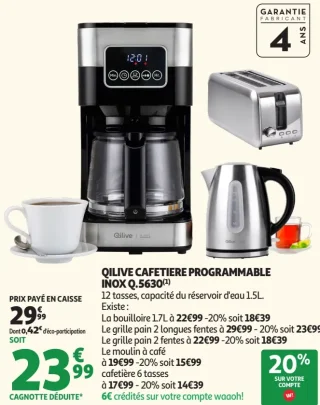 Qilive Cafetière Programmable Inox Q.5630