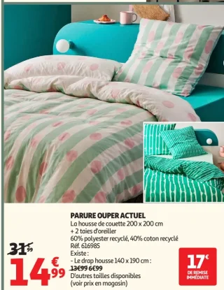 PARURE OUPER ACTUEL La housse de couette 200 x 200 cm + 2 taies d'oreiller
