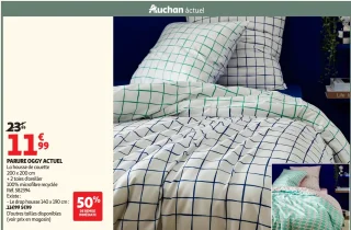 PARURE OGGY ACTUEL La housse de couette 200 x 200 cm + 2 taies d'oreiller
