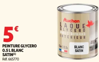 Auchan Peinture Glycero 0.5 L Blanc Satin