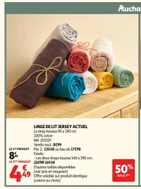 LINGE DE LIT JERSEY ACTUEL Le drap housse 90 x 190 cm
